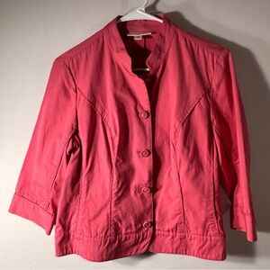 Coldwater Creek Cropped Cotton Jacket – Coral Pink – Size P12